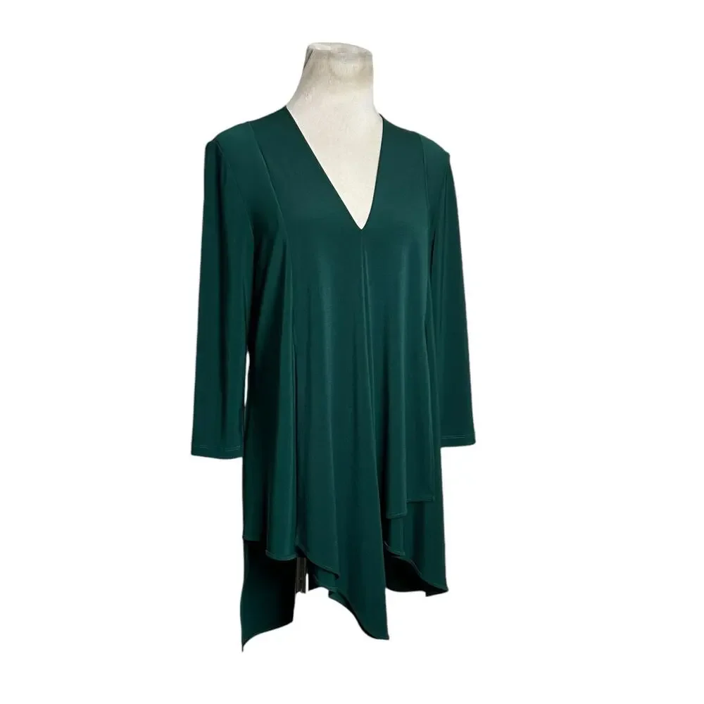 Joseph Ribkoff green 3/4 sleeves asymmetric tunic blouse size 8 - Picture 8 of 11